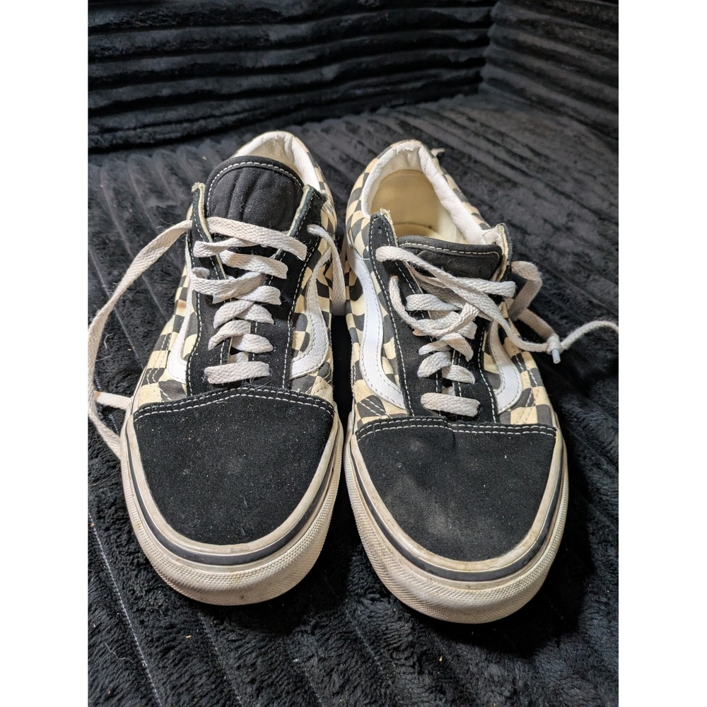 Vans Old Skool Checkerboard Black Cream Skate Shoes Men 7.5 Women 9